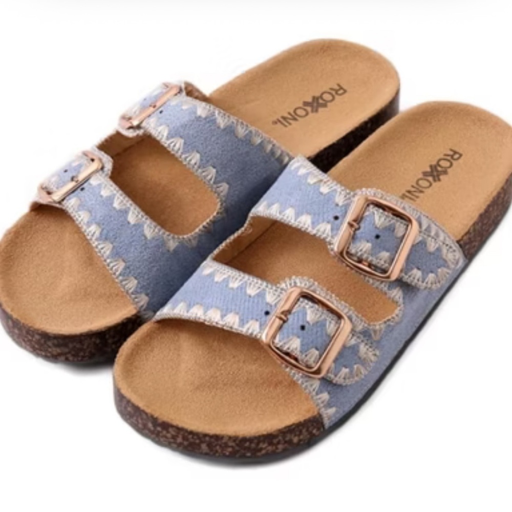Women's Denim Blue Buckle Sandals